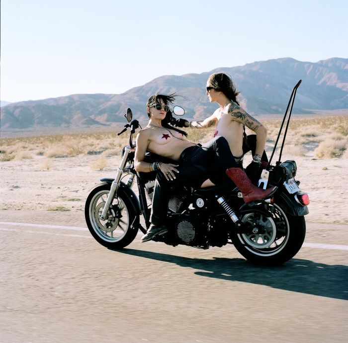Girls on a motorcycle in London